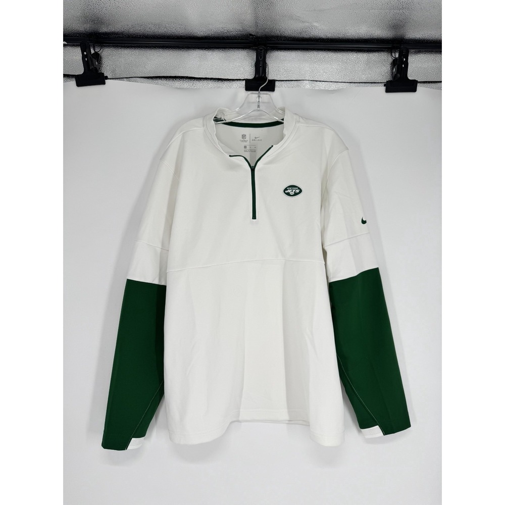Nike On Field On Field NFL New York Jets Quarter 1/4 Zip Jacket Mens XL White